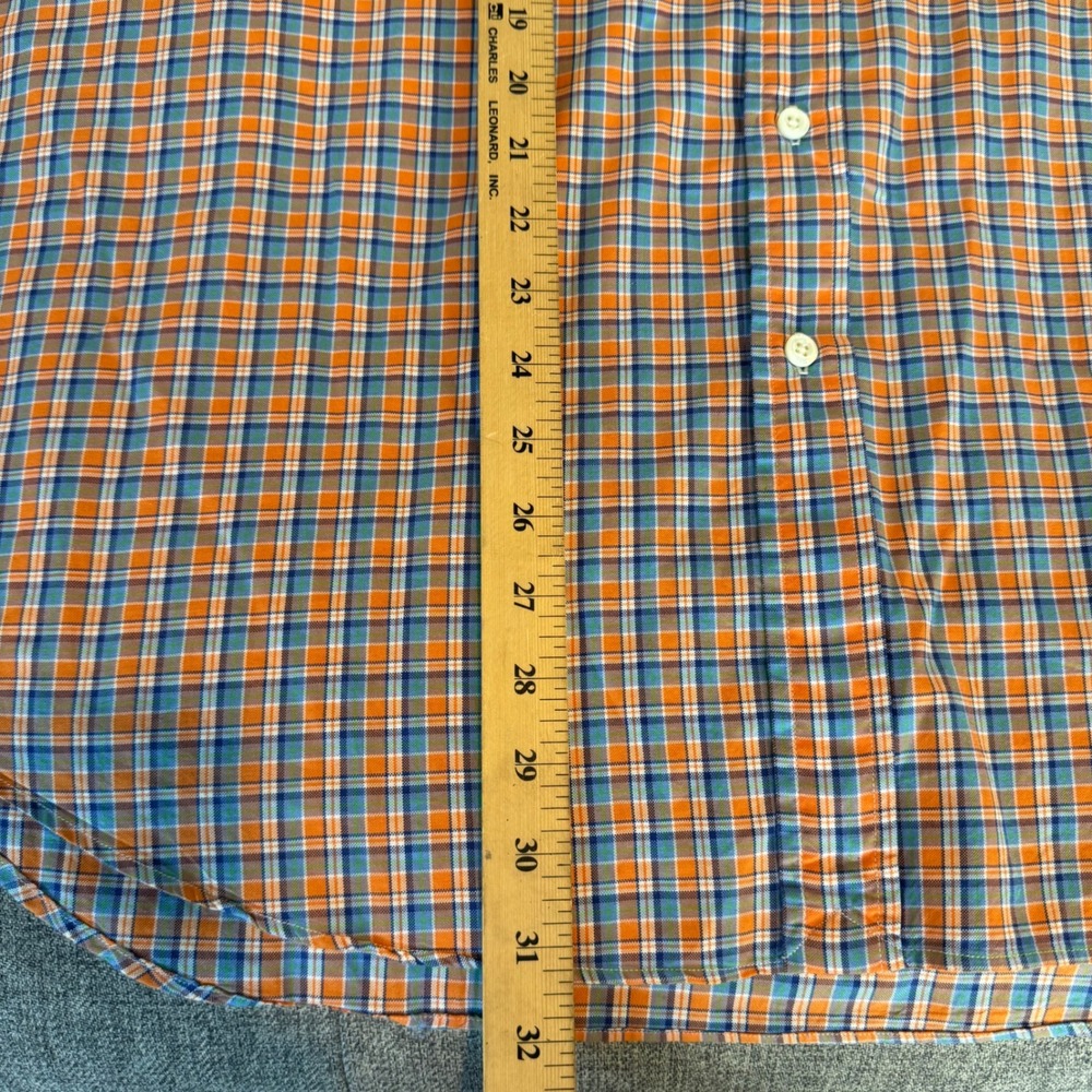 Polo Ralph Lauren Mens XL Orange Blue Plaid Long Sleeve Cotton Button Down Shirt - Picture 6 of 6